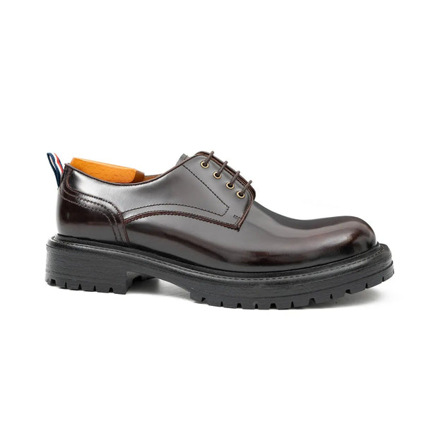 Handcrafted Big Toe Derby Shoes with Thick Sole Wine red