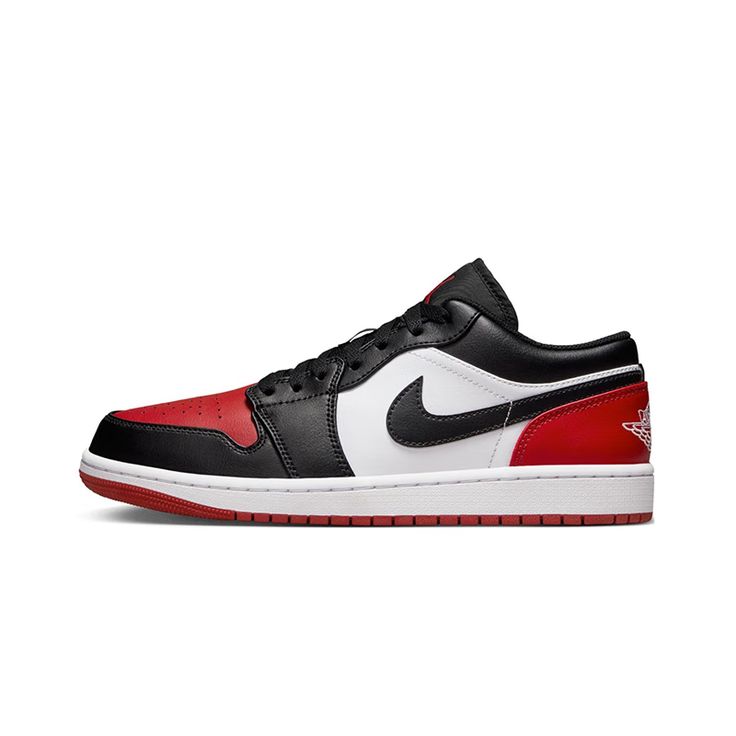Air Jordan 1 Retro Low Red Black White Leather Sneakers