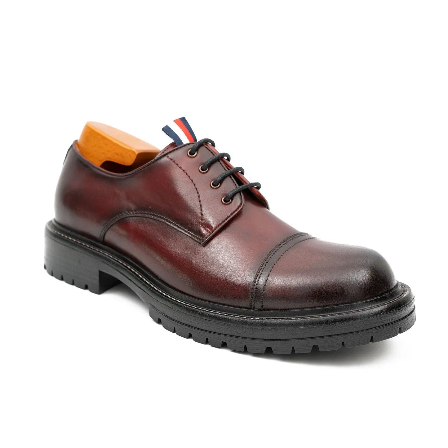 Big Cap Toe Derby shoes Wine red