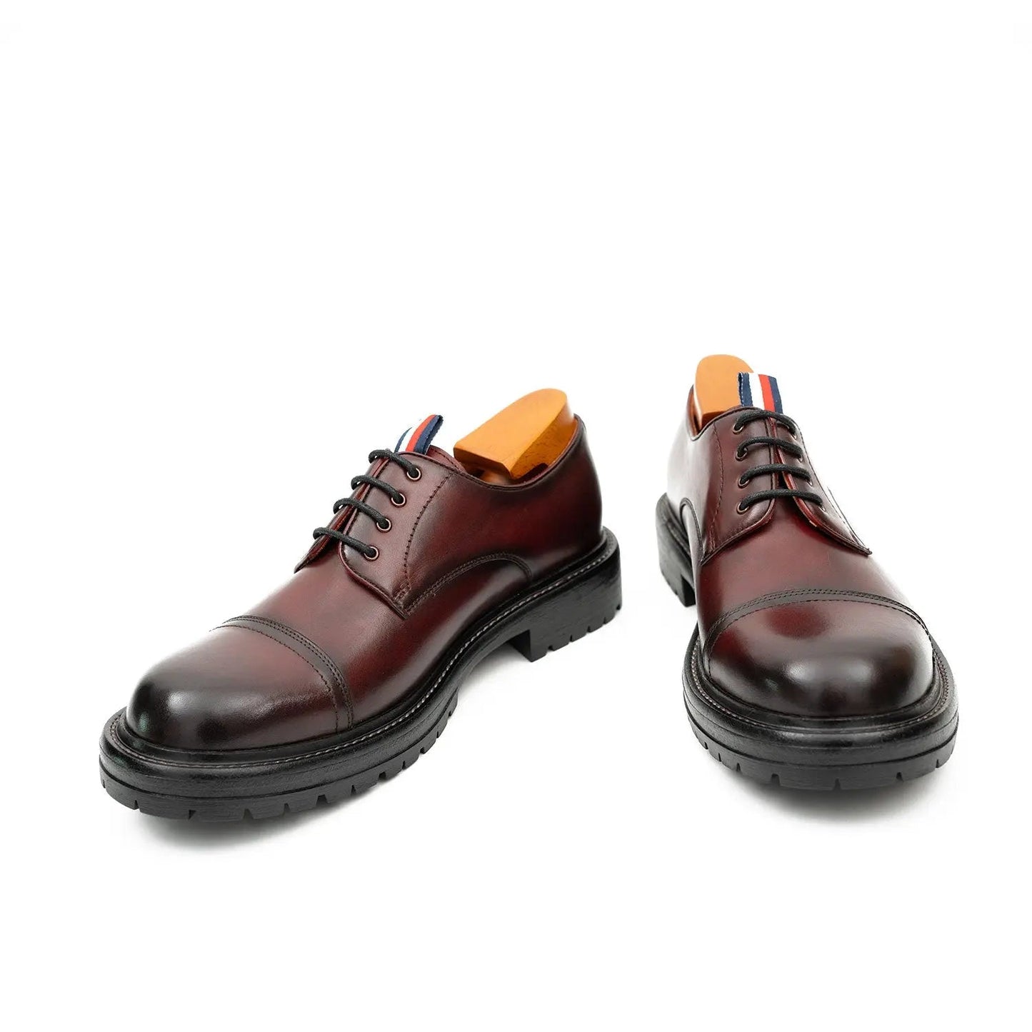 Big Cap Toe Derby shoes Wine red