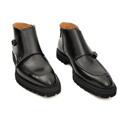 Black Double Monk Lug Boot