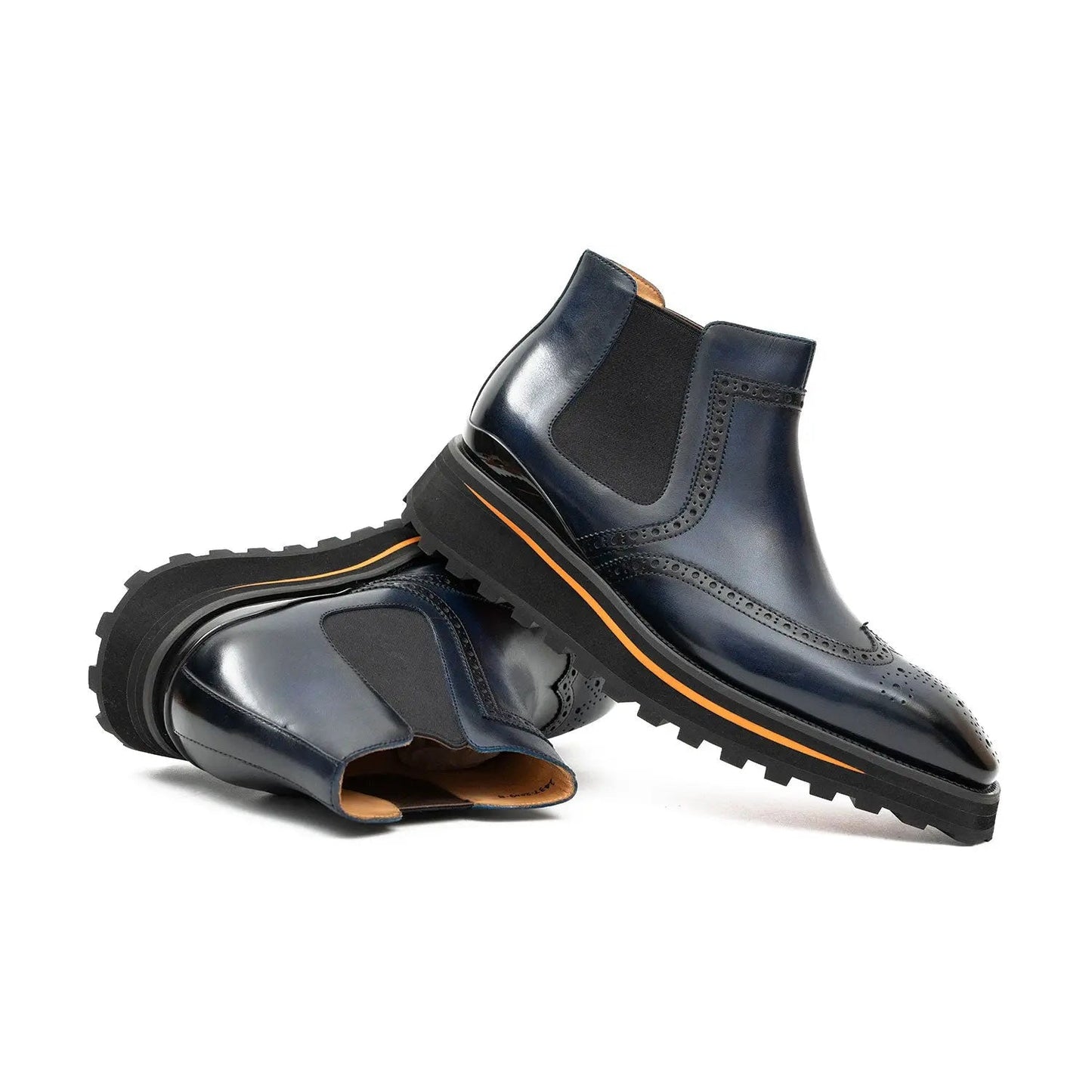 Brogue Thick-Soled Chelsea Boot 2891 Blue