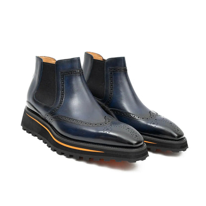 Brogue Thick-Soled Chelsea Boot 2891 Blue