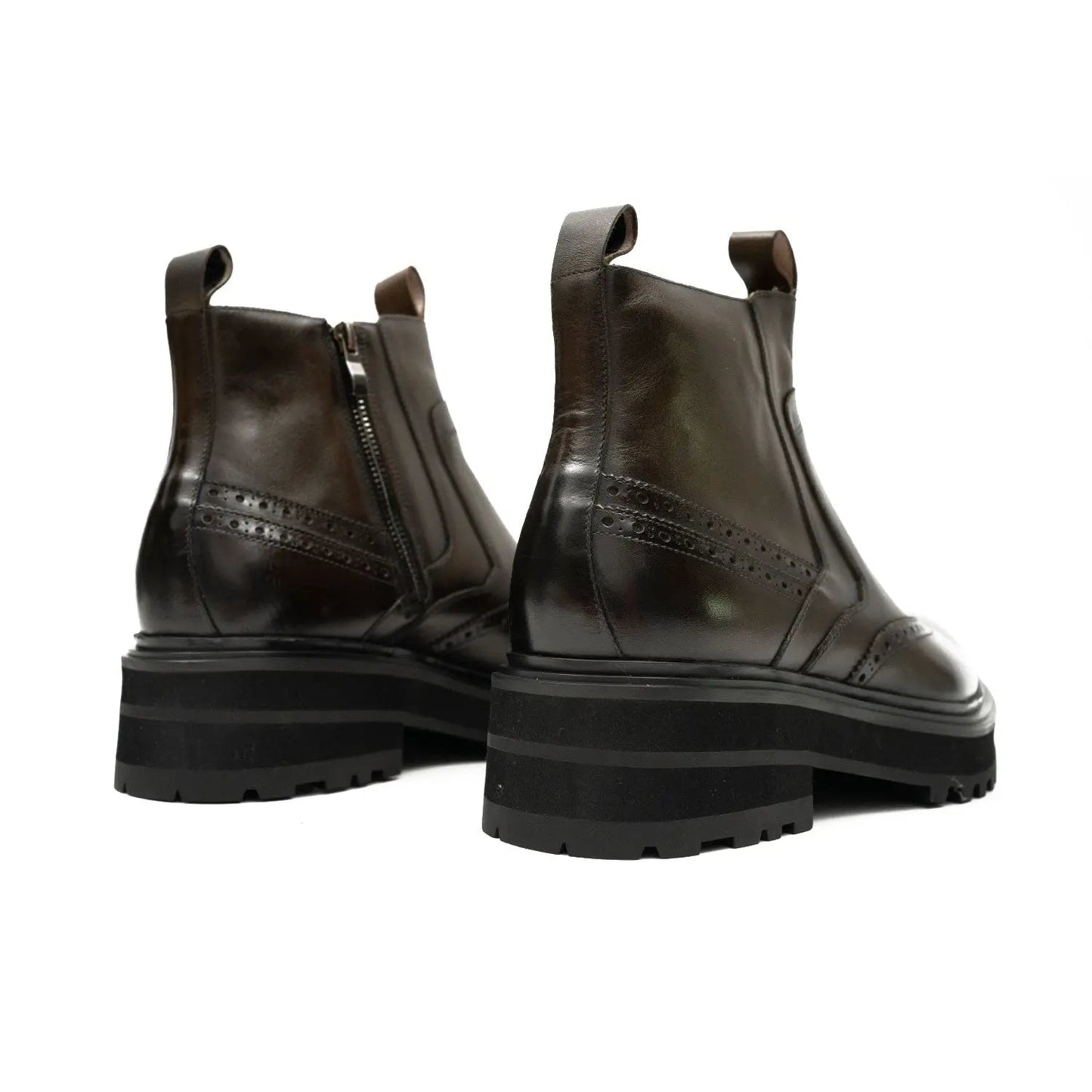 Brown Brogue Leather Chelsea Boots