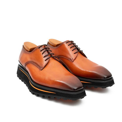 Calf leather business dress derby shoes Brown
