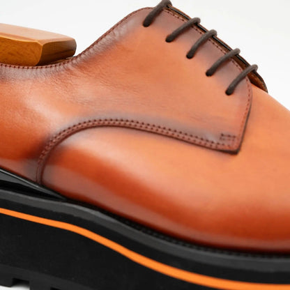 Calf leather business dress derby shoes Brown