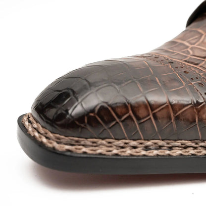 Coffee Crocodile Derby Shoes Goodyear Norwegian 8019