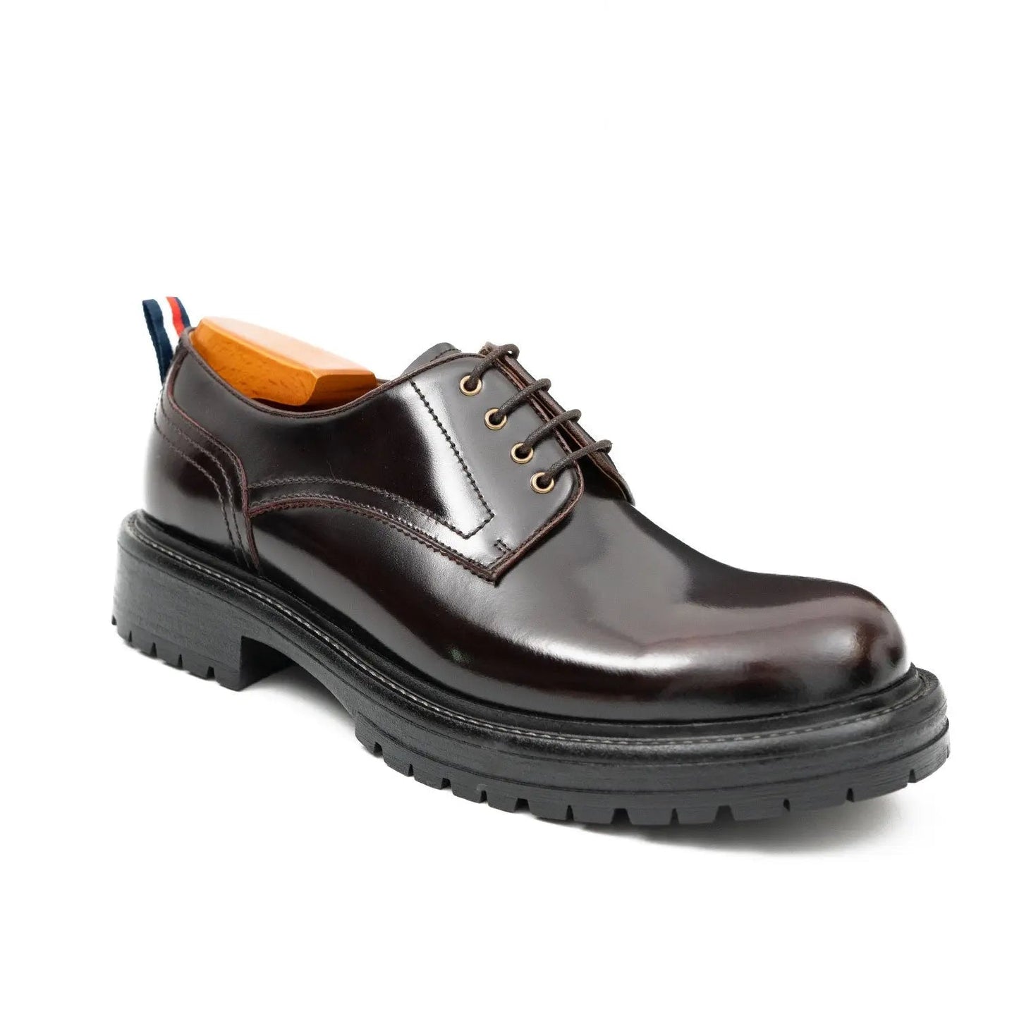 Handcrafted Big Toe Derby Shoes with Thick Sole  Wine red