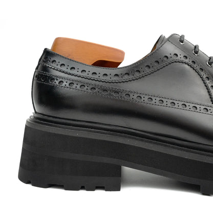 Handmade Chunky - sole Brogue Shoes Black