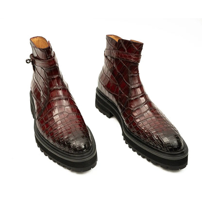 Handmade Nile Croc Chelsea Boots with Buckle