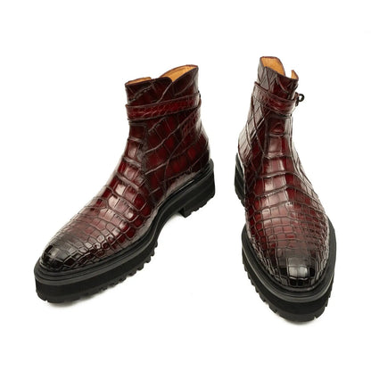 Handmade Nile Croc Chelsea Boots with Buckle