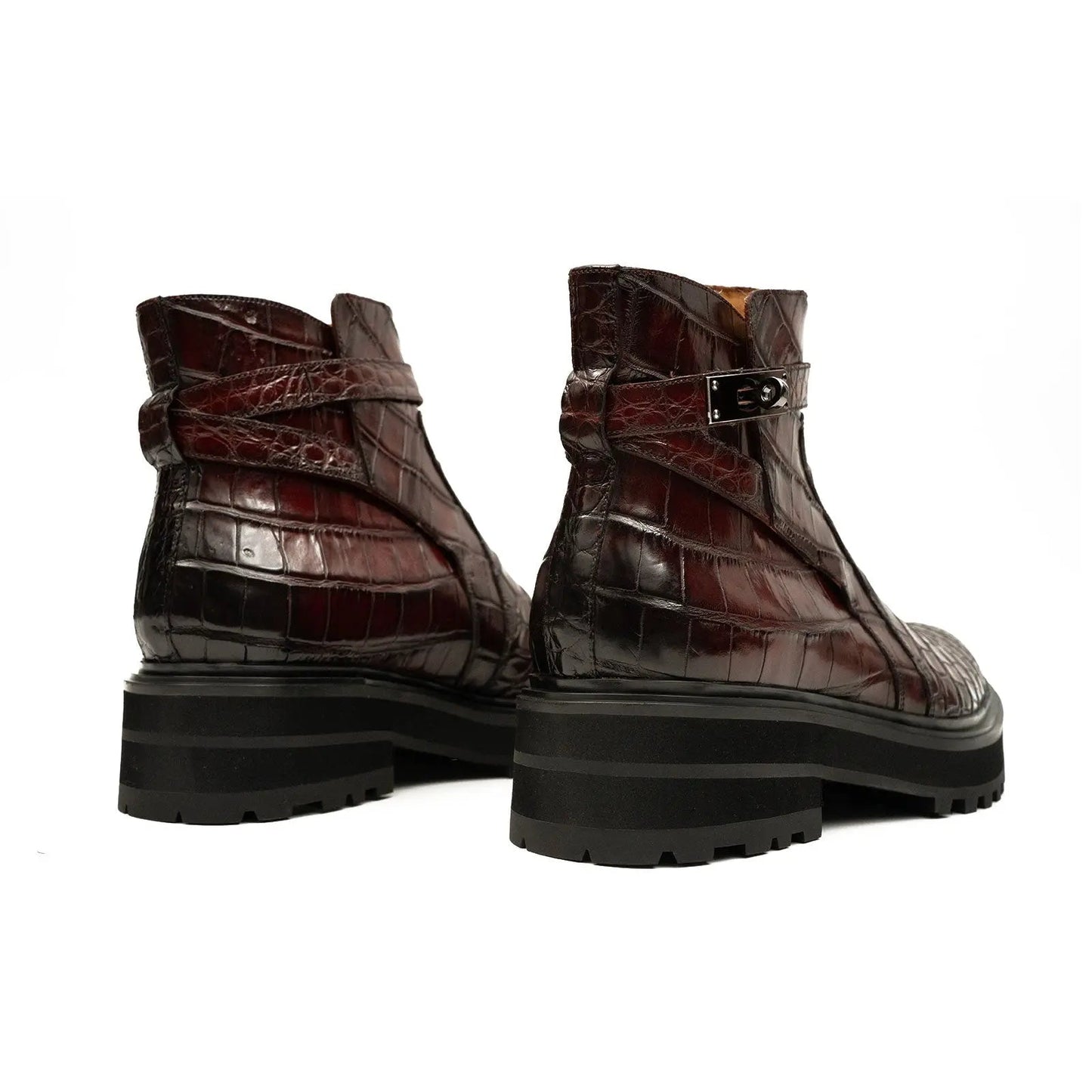 Handmade Nile Croc Chelsea Boots with Buckle