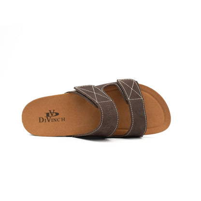 Men's Brown Adjustable Slide Sandals